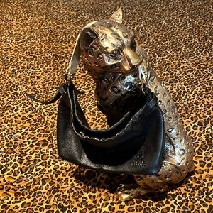 Vince Camuto. Black handbag with White strap hobo style or crossbody bag